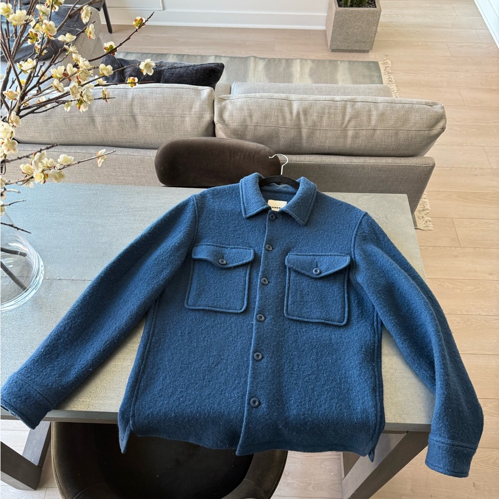 Sandro Blue Wool Shirt Jacket